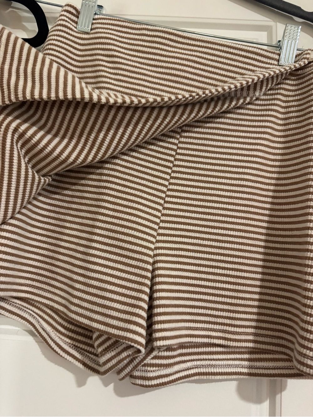 Striped Knit Polo Tank and Skort Set in Cream and Brown - Picture 3 of 5